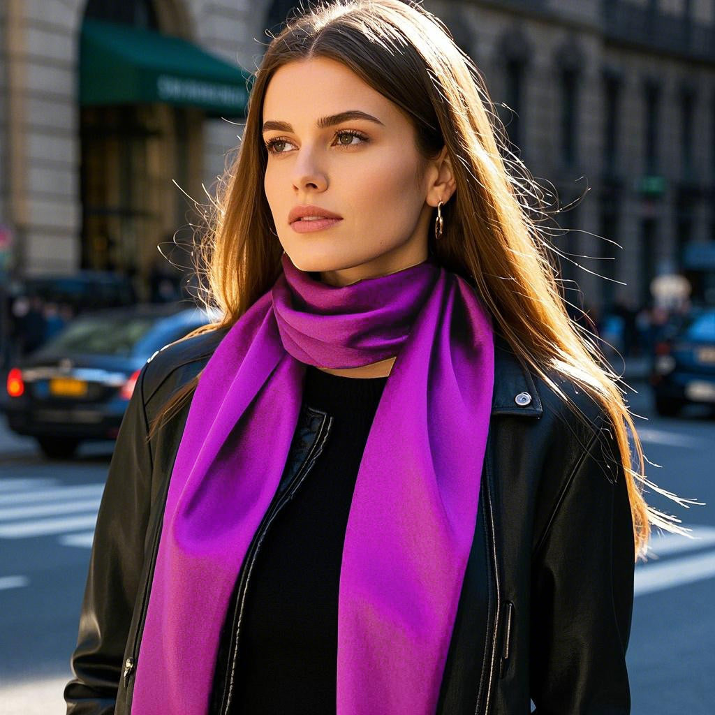 SilkSilky-AU Pure Silk Scarf Purple 004