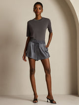 [Gray] SilkSilky-AU Half Sleeve Crew Neck Women's T-Shirt 009