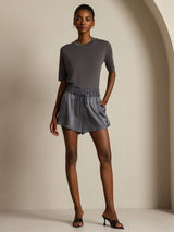 [Gray] SilkSilky-AU Half Sleeve Crew Neck Women's T-Shirt 009