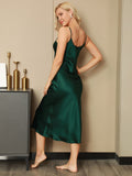 SilkSilky-AU Pure Silk Sleeveless Boat Neck Dress Green 005