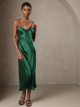 [Green] SilkSilky-AU Sleeveless V Neck Dress 001