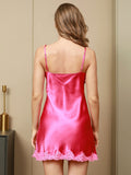 SilkSilky AU Pure Silk Sleeveless V Neck Nightgown HotPink 002