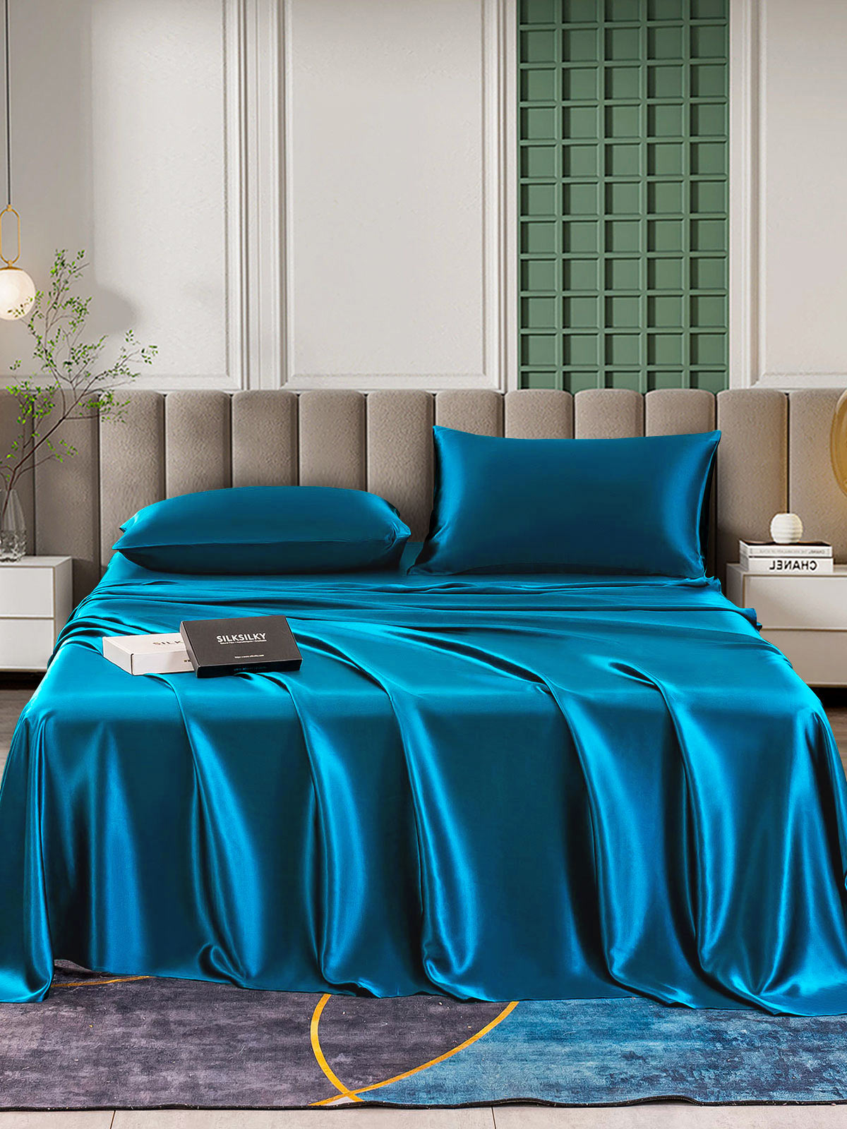 SilkSilky AU 25Momme Pure Silk Bedding Set Teal 001