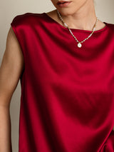[Wine] SilkSilky-AU Cap Sleeve Round Neck Women's T-Shirt 008