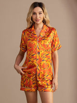 [Orange Dog] SilkSilky-AU Short Sleeve Lapel Collar Women's Pyjamas 001