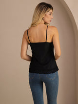 [Black] SilkSilky-AU Spaghetti Strap V Neck Camisole 002