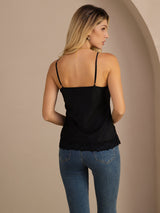 [Black] SilkSilky-AU Spaghetti Strap V Neck Camisole 002
