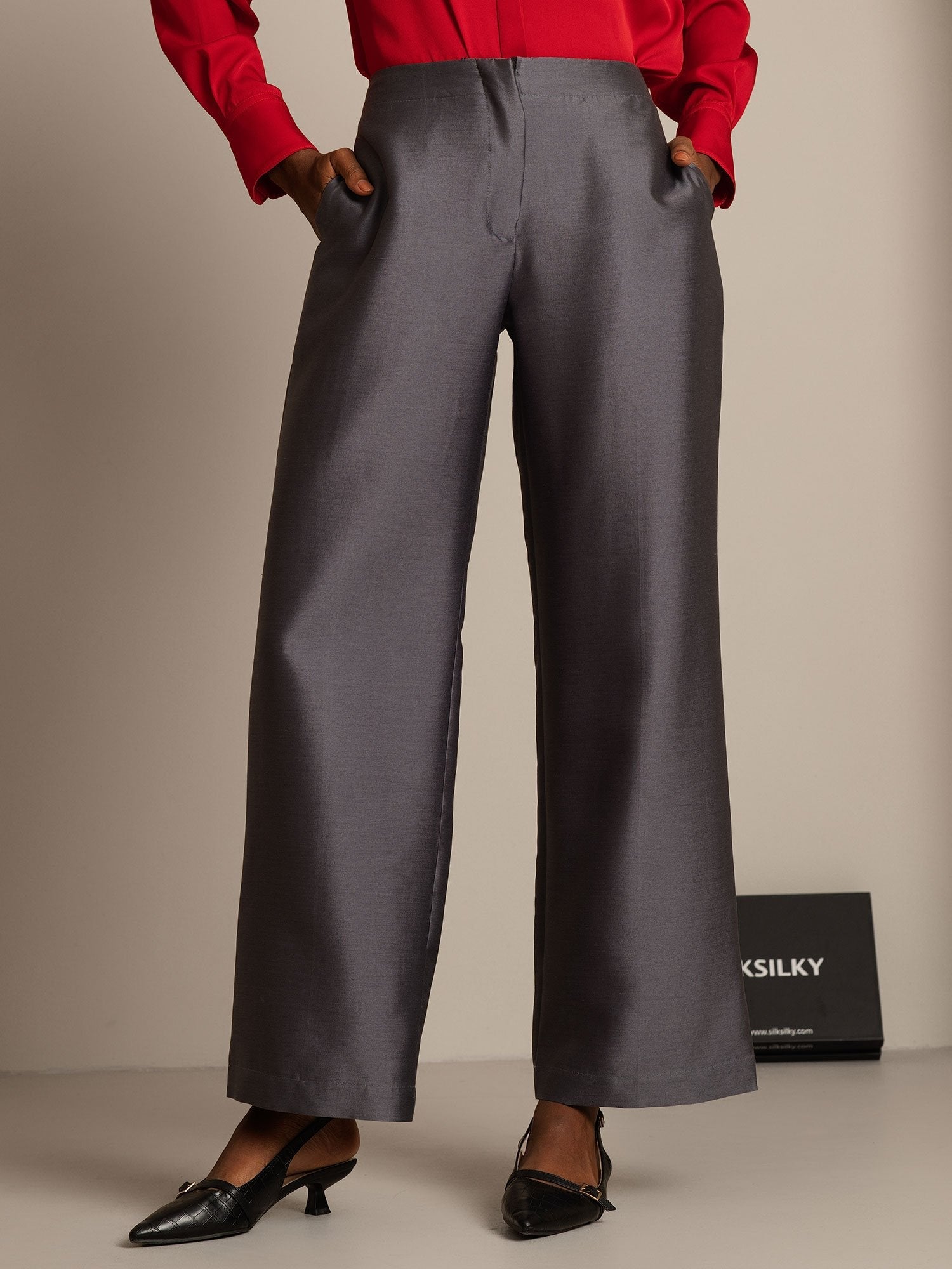 [Gray] SilkSilky-AU 32Momme Wool Womens Pants 001,