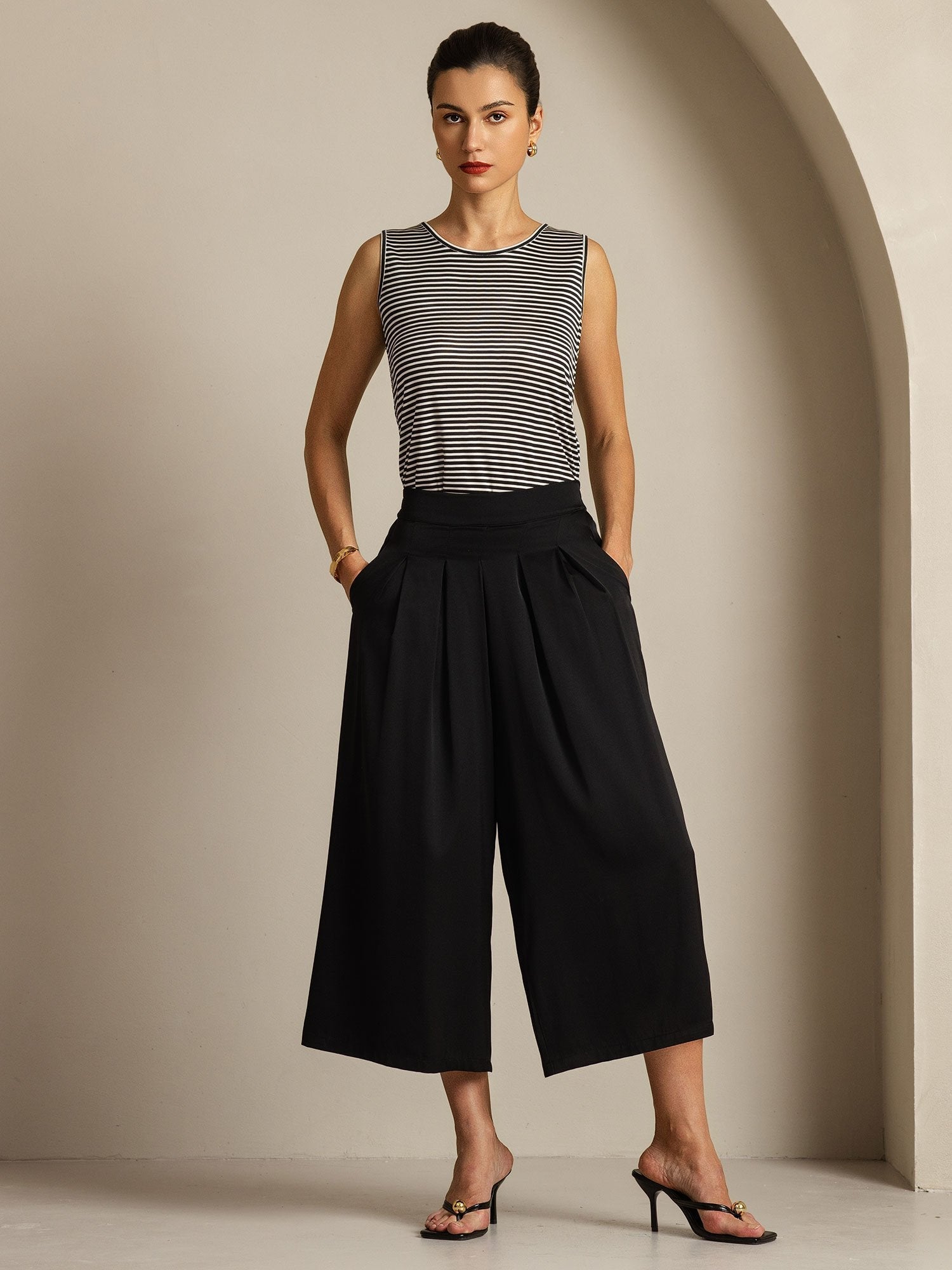 [Black] SilkSilky-AU 19Momme Silk Womens Pants 006