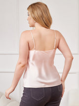 [Pink] SilkSilky-AU Spaghetti Strap V Neck Plus Size Camisole Top 002