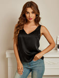 SilkSilky AU Pure Silk Sleeveless V Neck Camisole Black 001