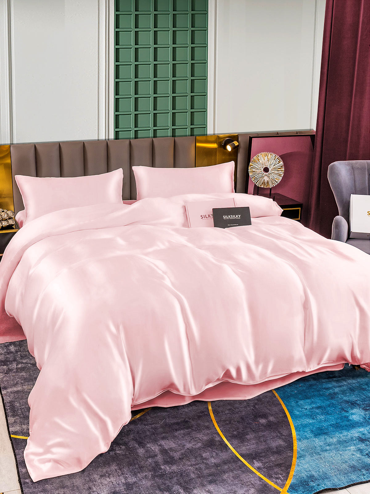 SilkSilky AU 25Momme Pure Silk Bedding Set Pink 002