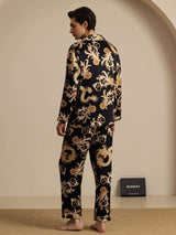 [Black Dragon] SilkSilky-AU Long Sleeve Lapel Collar Men's Pyjamas 002