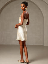 [Light Yellow] SilkSilky-AU Spaghetti Strap Cowl Neck Dress 002