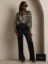 [Leopard] SilkSilky-AU Long Sleeve Lapel Collar Women's Shirt 009