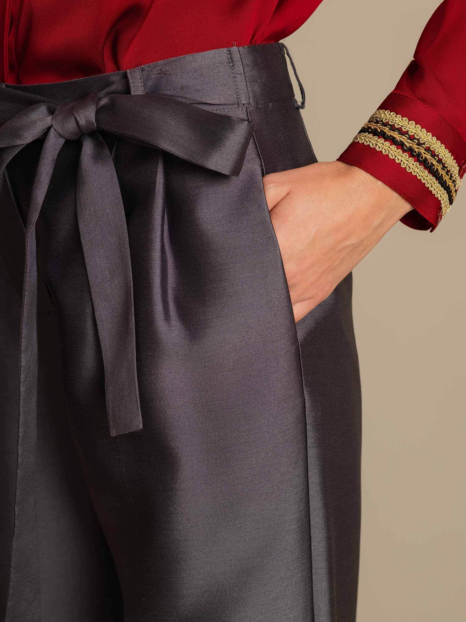 [Gray] SilkSilky-AU 32Momme Wool Womens Pants 004,