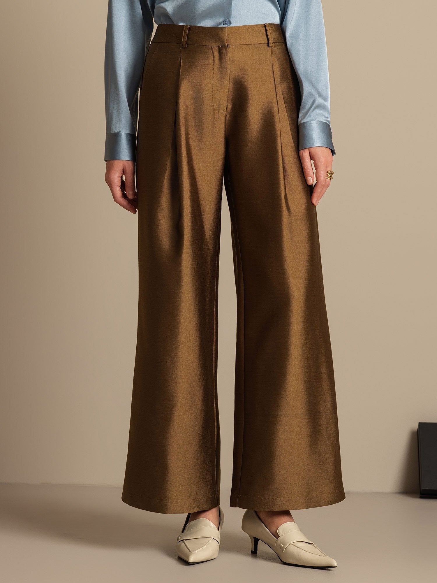 [Bronze] SilkSilky-AU 32Momme Wool Womens Pants 003,