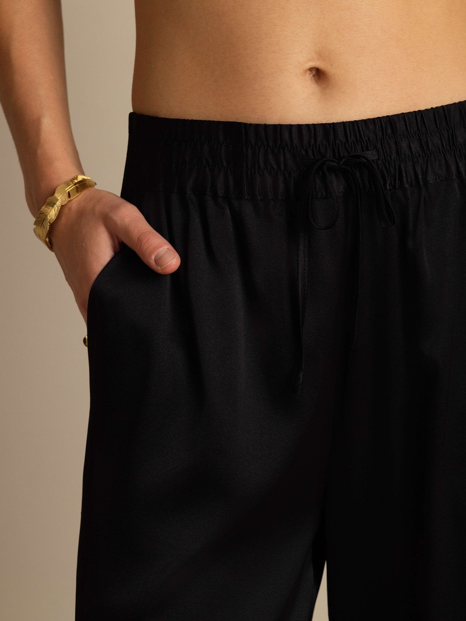 [Black] SilkSilky-AU 19Momme Silk Womens Pants 006