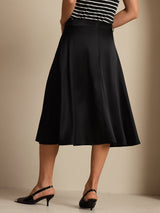 [Black] SilkSilky-AU 19Momme Stretch Silk Charmeuse Skirt 002
