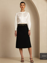 [White] SilkSilky-AU 19Momme Long Sleeve Round Neck Blouse 007