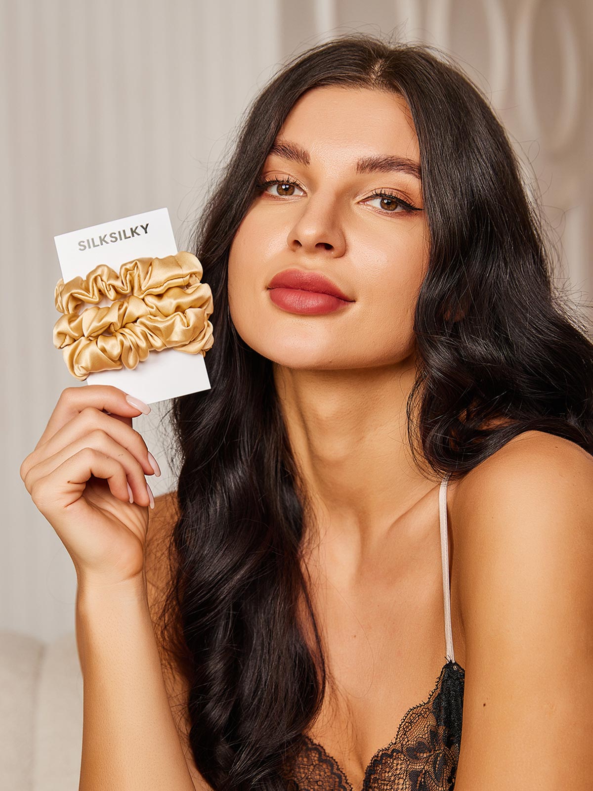 [Champagne] SilkSilky-AU 19Momme Pure Silk Scrunchie 002