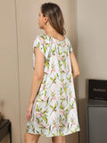 Pure Silk Floral Pattern Nightgown