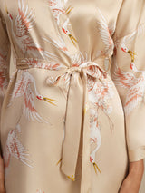 [Champagne] SilkSilky-AU 3/4 Sleeve Women's Dressing Gown 007