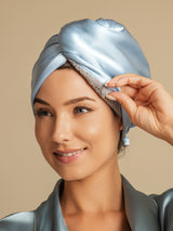 [Sky Blue] SilkSilky-AU Hair Towel Wrap 001