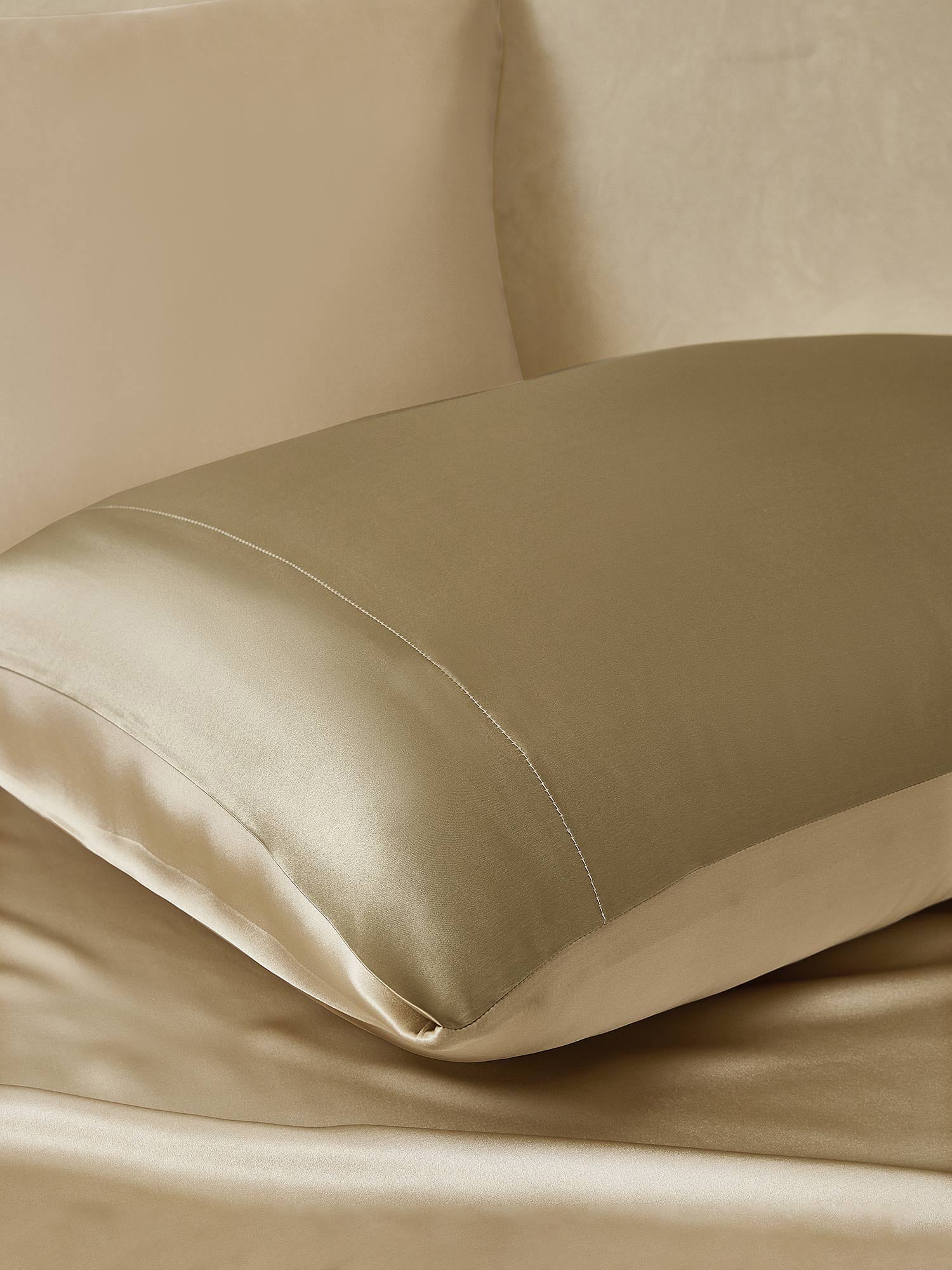 [Beige+Khaki] SilkSilky-AU 19Momme Pure Silk Bedding Set 004,