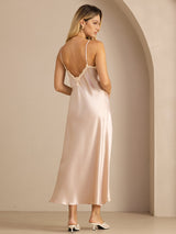 [Pink] SilkSilky-AU Spaghetti Strap V Neck Dress 002