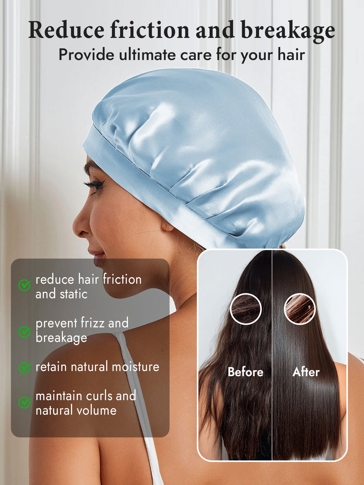 [Light Blue] SilkSilky-AU Pure Silk Sleep Cap 004