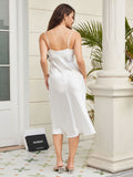 SilkSilky AU Silk Sleeveless Cowl Neck Dress White 002