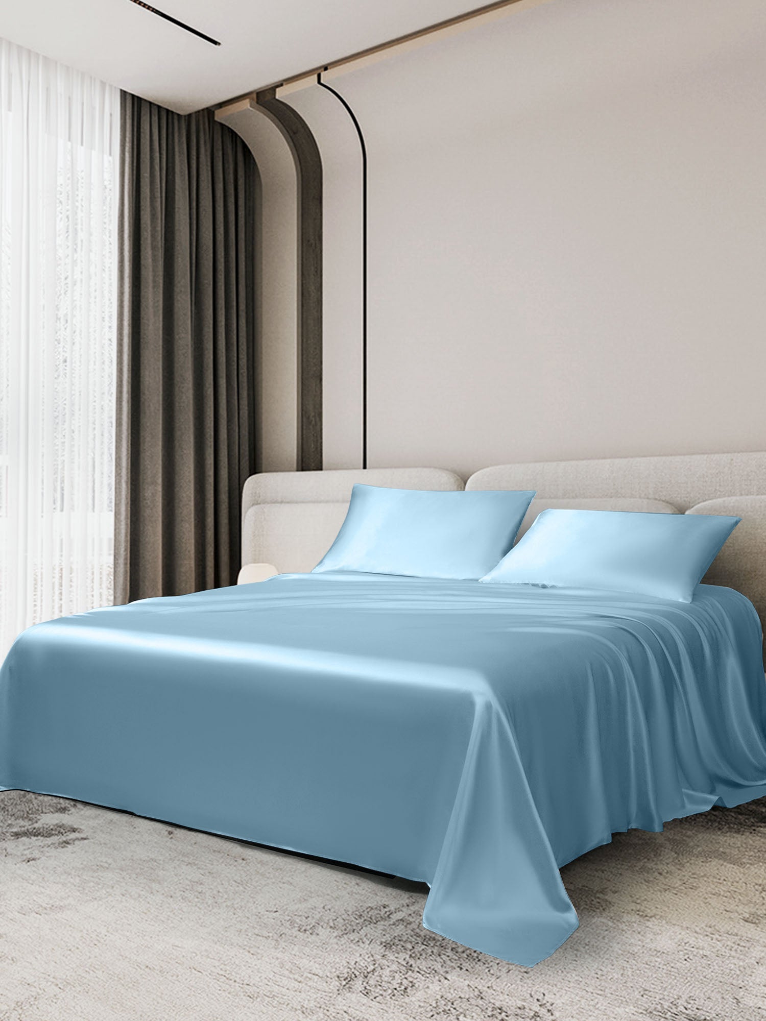 [Light Blue] SilkSilky-AU 19Momme Bedding Set 002