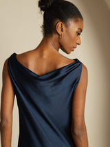 [Dark Blue] SilkSilky-AU Sleeveless Cowl Neck Dress 004