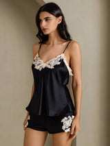 [Black] SilkSilky-AU Sleeveless V Neck Camisole Set 003