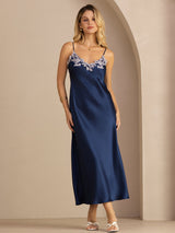 [Blue] SilkSilky-AU Spaghetti Strap V Neck Dress 001