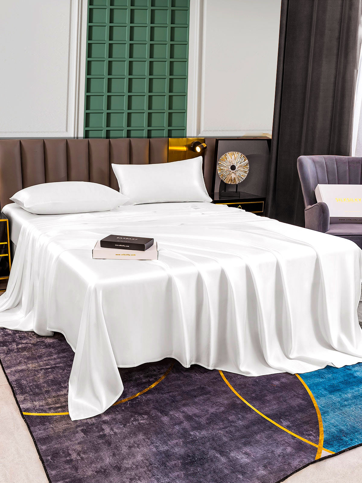 [White] SilkSilky-AU 25Momme Bedding Set 005