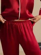 [Wine] SilkSilky-AU Long Sleeve Notch Collar Women's Pyjamas 005