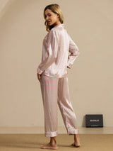 [Pink Heart Geo] SilkSilky-AU Short Sleeve Lapel Collar Women's Pyjamas 002