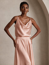 [Tuscany] SilkSilky-AU Spaghetti Strap Cowl Neck Camisole 001