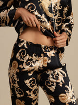 [Black Dragon] SilkSilky-AU Long Sleeve Lapel Collar Women's Pyjamas 005