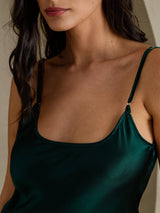 [Dark Green] SilkSilky-AU Sleeveless V Neck Dress 004