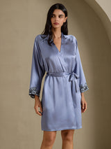 [Steel Blue] SilkSilky-AU 3/4 Sleeve Women's Dressing Gown 006