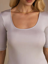 [Light Gray] SilkSilky-AU Half Sleeve Women's T-Shirt 004