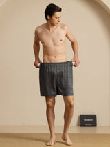 [Black Ginkgo] SilkSilky-AU Men's Sleep Shorts 007