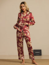 [Wine Dragon] SilkSilky-AU Long Sleeve Lapel Collar Women's Pyjamas 008