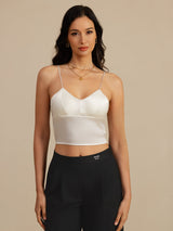 [White] SilkSilky-AU Spaghetti Strap V Neck Camisole 003