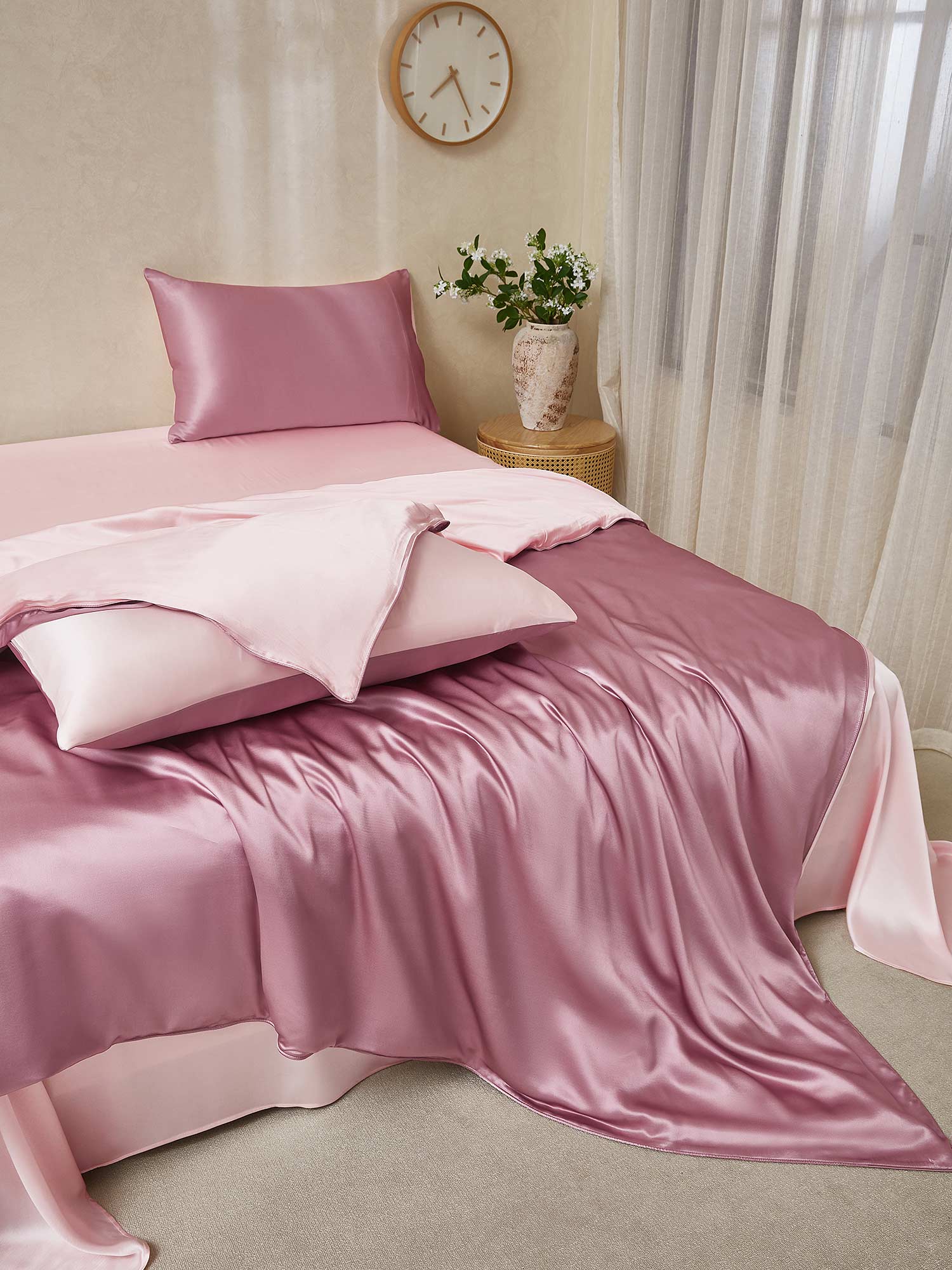 [PaleMauve+LightPink] SilkSilky-AU 25Momme Pure Silk Bedding Set 001,
