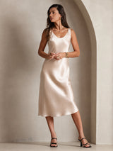[Beige] SilkSilky-AU Sleeveless Dress 003
