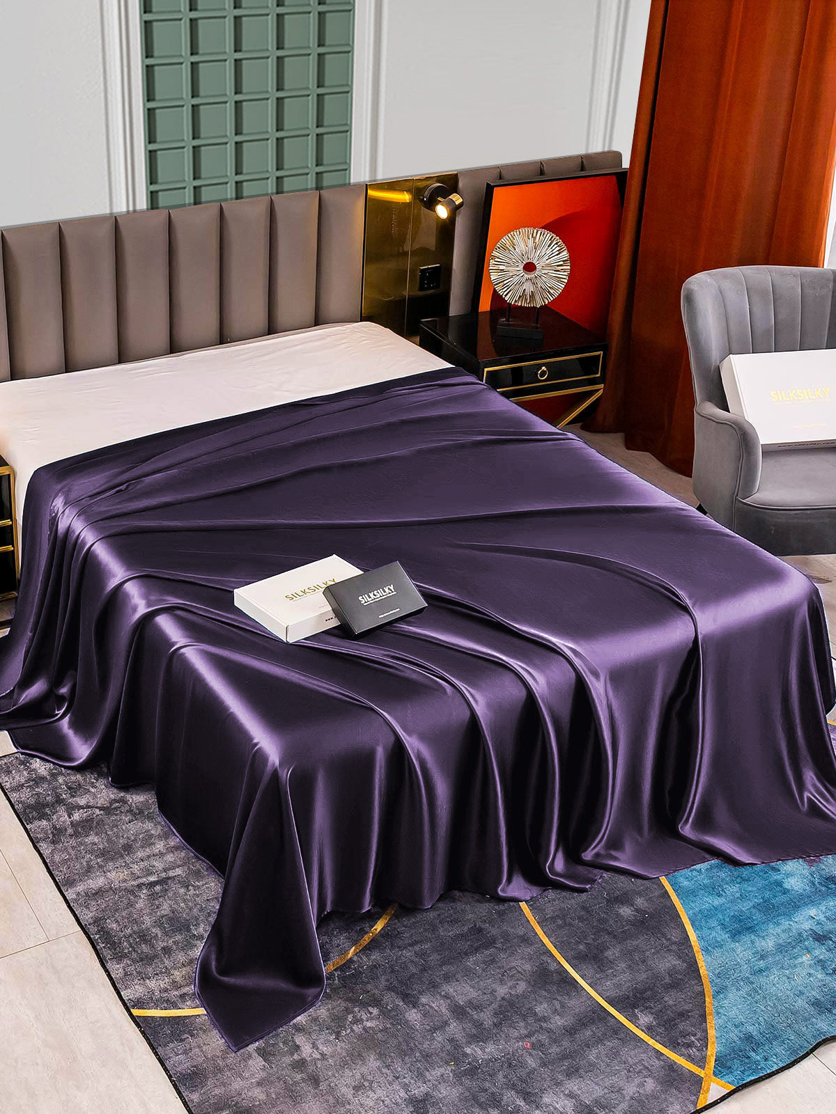 [Deep Purple] SilkSilky-AU 22Momme Pure Silk Sheet 002,